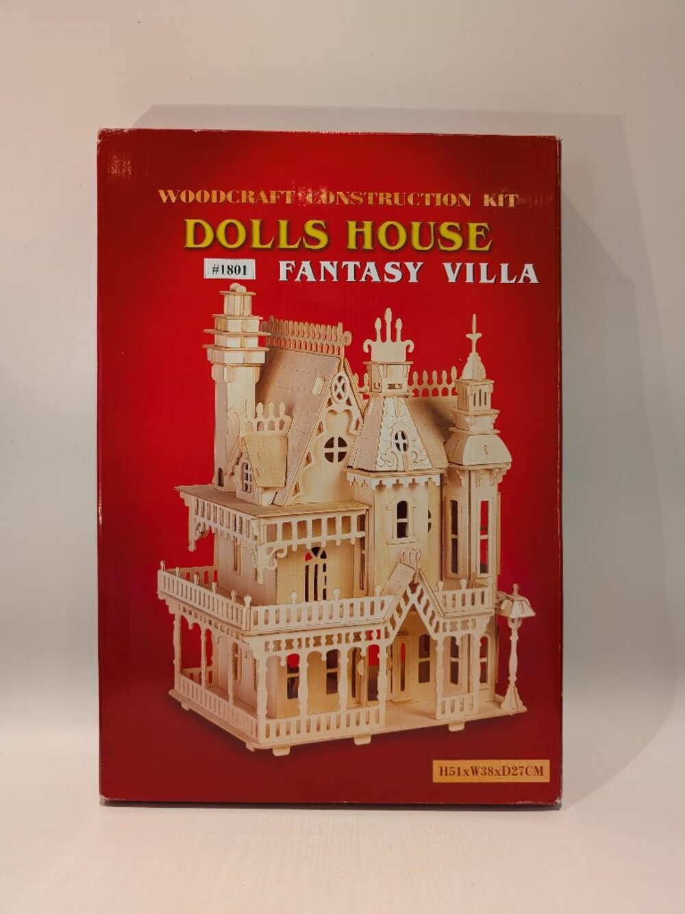 Woodcraft Fantasy Villa Victorian Dollhouse Model Kit • Pre‑Cut Wooden Mansion